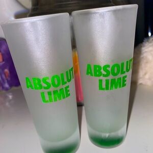 2 ABSOLUT LIME FROSTY tall shot glasses. Fun bar gift!
